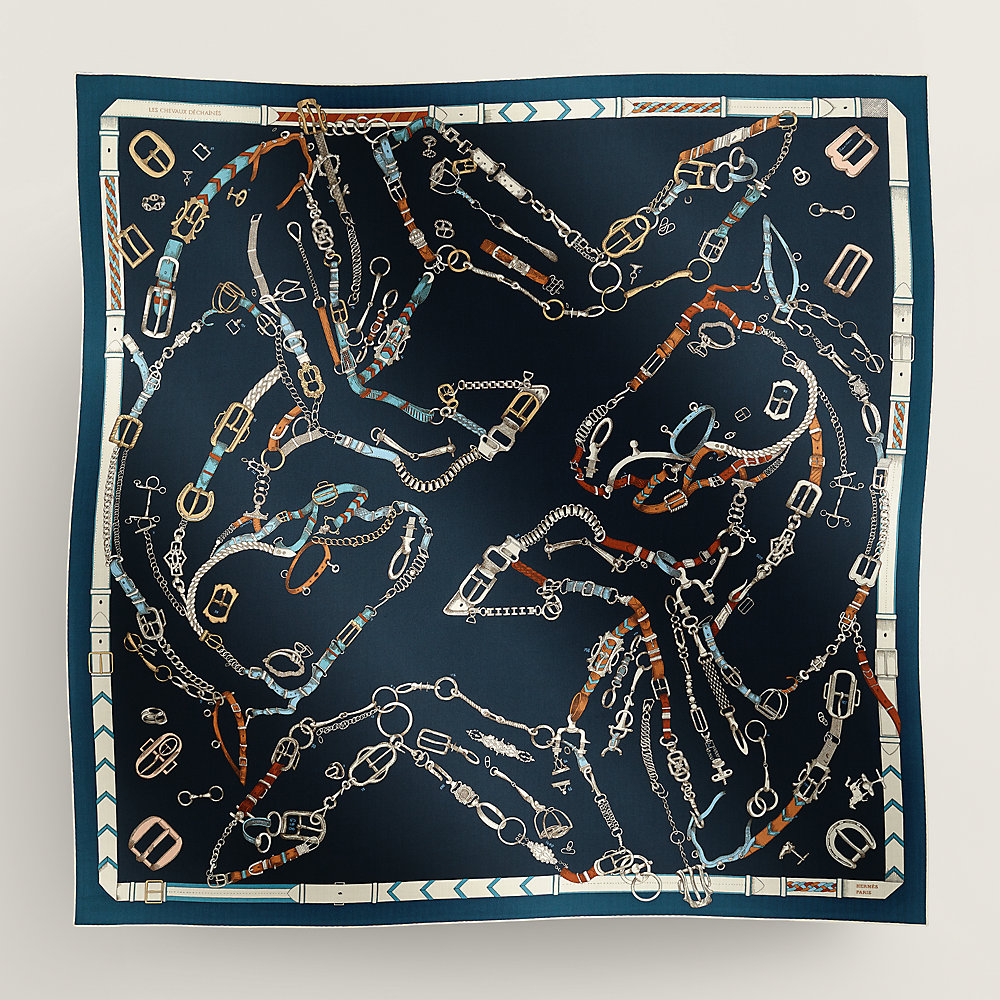 【洗練されたデザイン】HERMES Scialle 140 Chevaux Dechaines Chevaux Dechaines shawl 140 | Hermès Mainland China